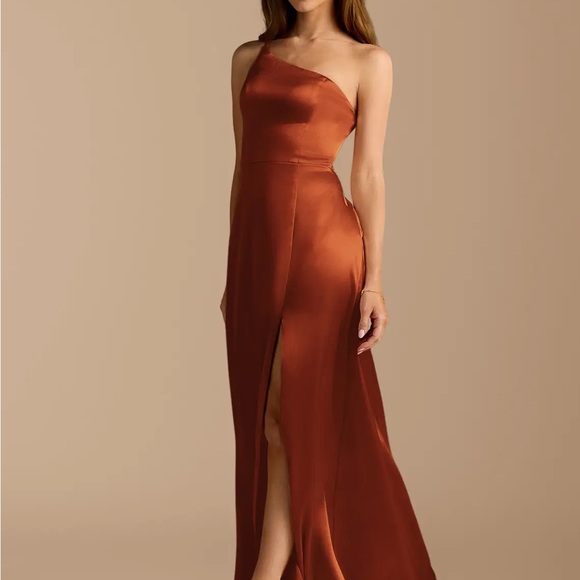 Azazie Dresses & Skirts - Azazie One-Shoulder Satin Dress in Rich Copper